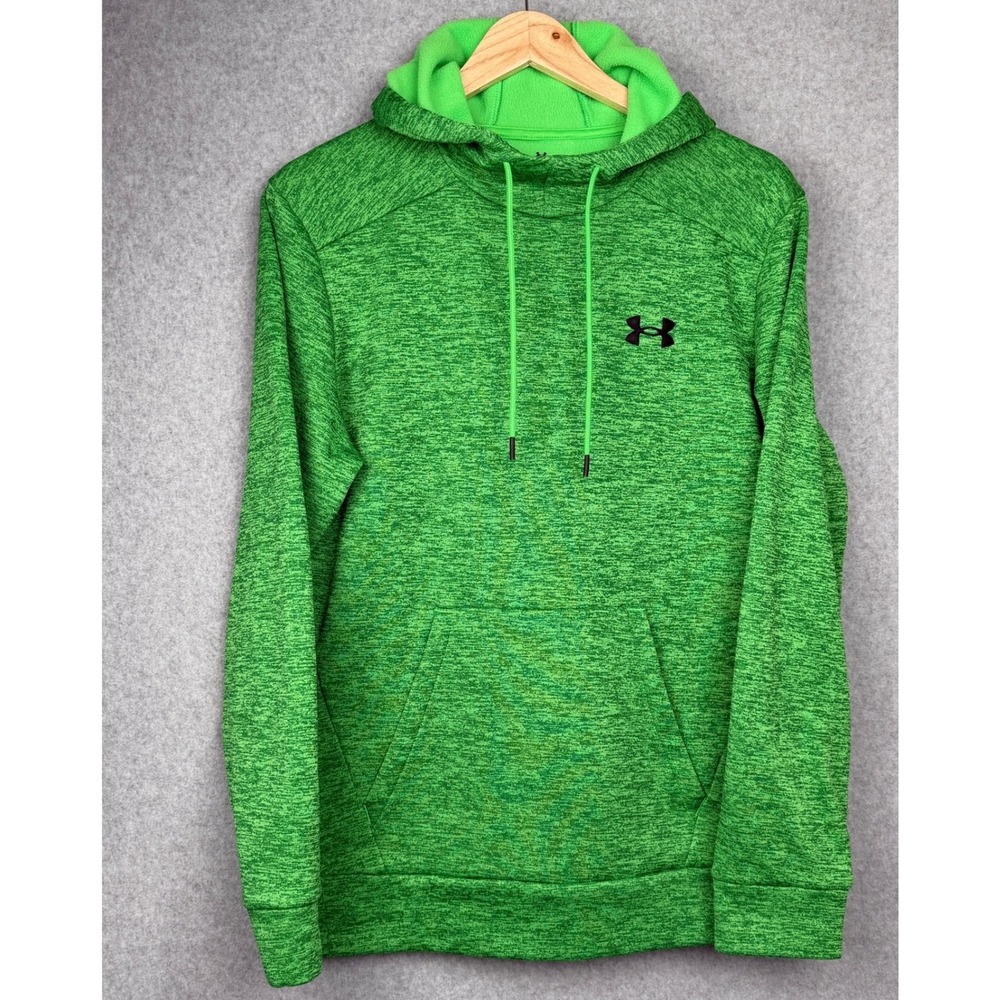 Under Armour Hoodie Mens Small Green Loose Heathered Fleece Pullover